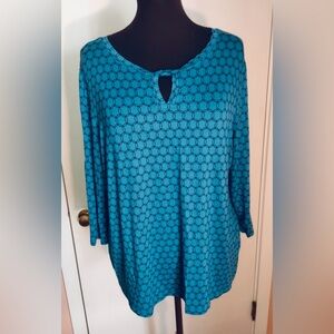 Croft & Barrow Teal Geometric Blouse